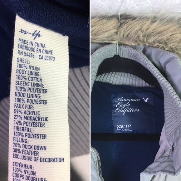 💙SOLD💙AEO Grey Silver Warm Puffer Coat Faux Fur - Picture 8 of 8